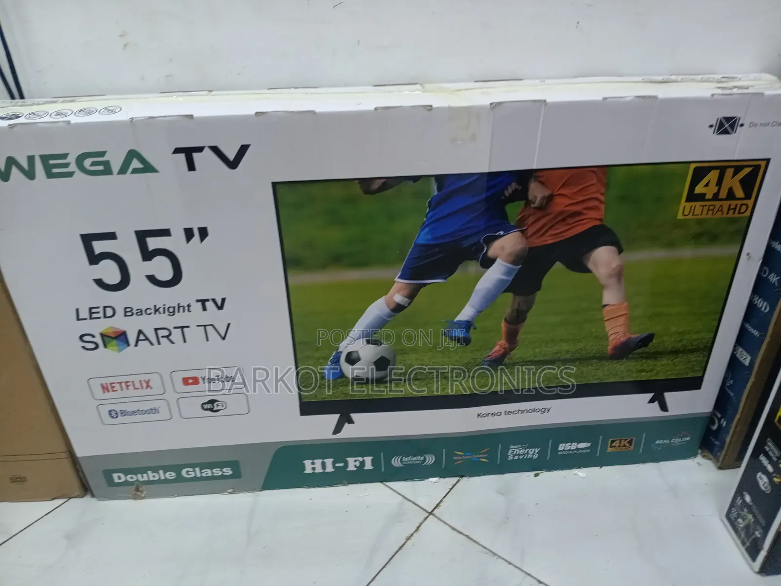 WEGA SMART TV 55 INCH LED Backight TV Doubel Gelass 2026 Hifi Speaker
