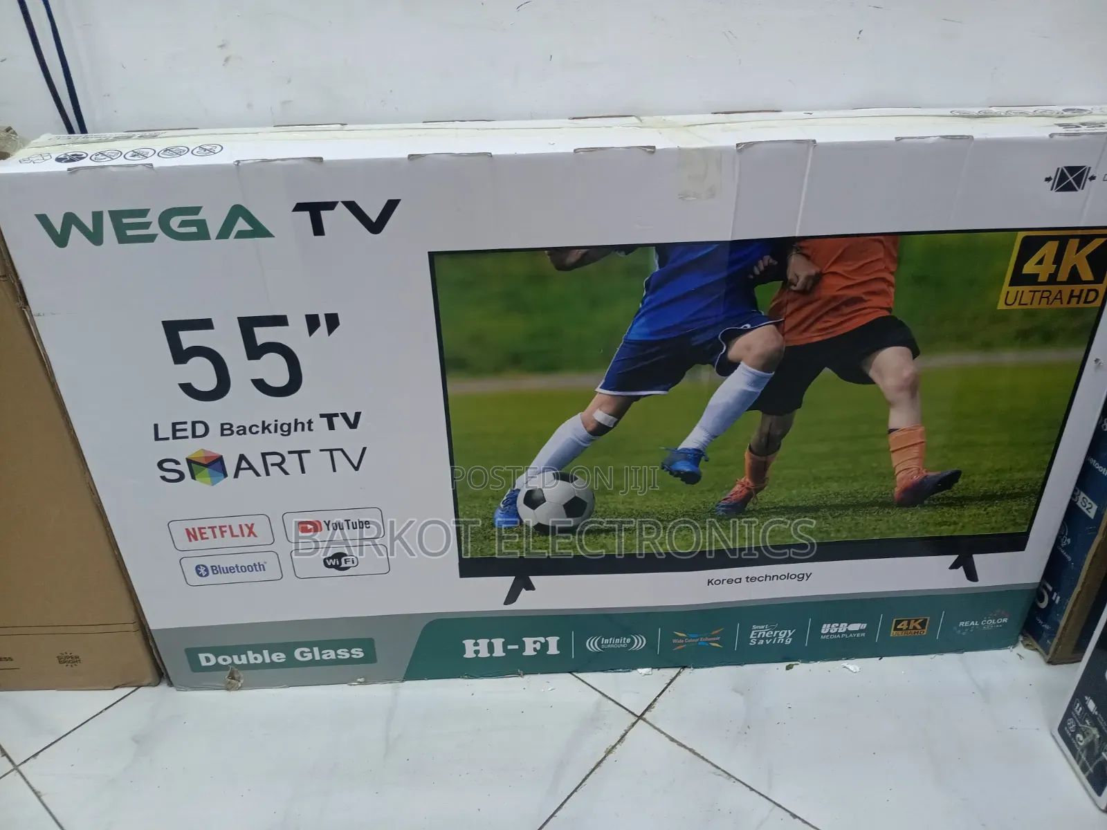 WEGA SMART TV 55 INCH LED Backight TV Doubel Gelass 2026 Hifi Speaker