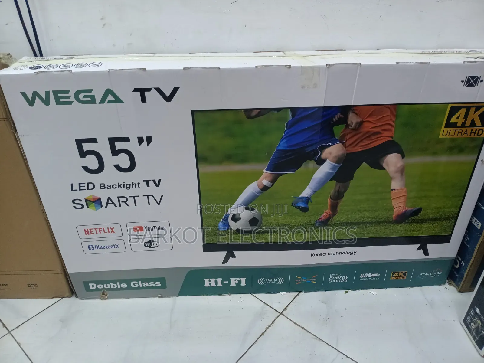 WEGA SMART TV 55 INCH LED Backight TV Doubel Gelass 2026 Hifi Speaker