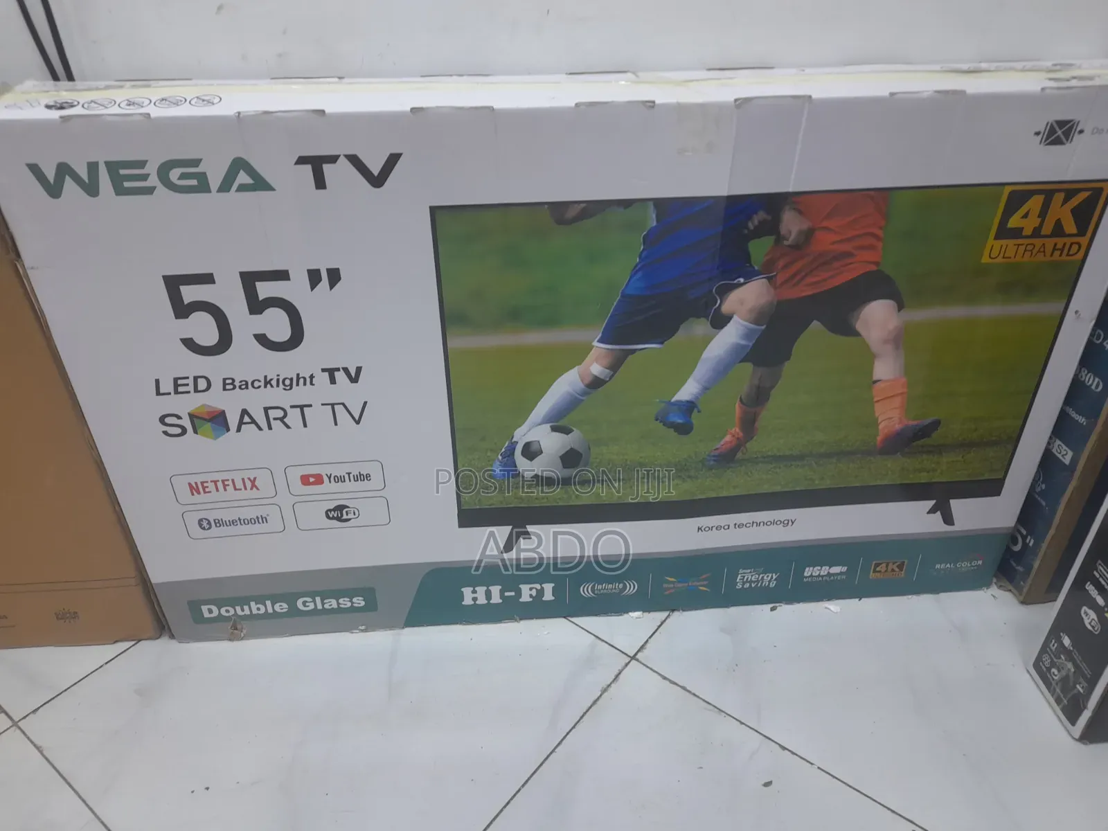 Wega Smart Led TV 55 Inch Andraid Doubel Gelass 2026 Hifi Speake