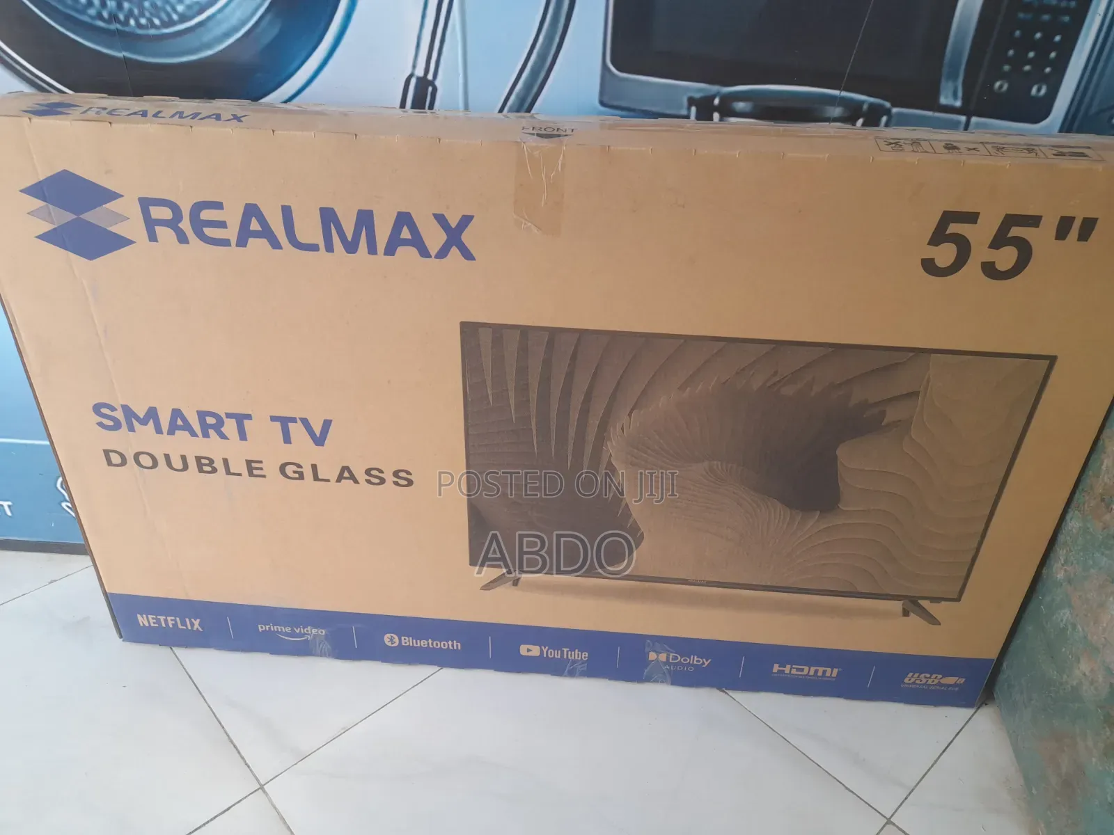 Realmax Smart Doubel Gelass TV 55 Inch Andraid 2026 Hifi Speakers