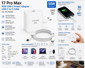 17 Pro Max 50W Fast Charger USB-C Power Adapter + Type-C Cable