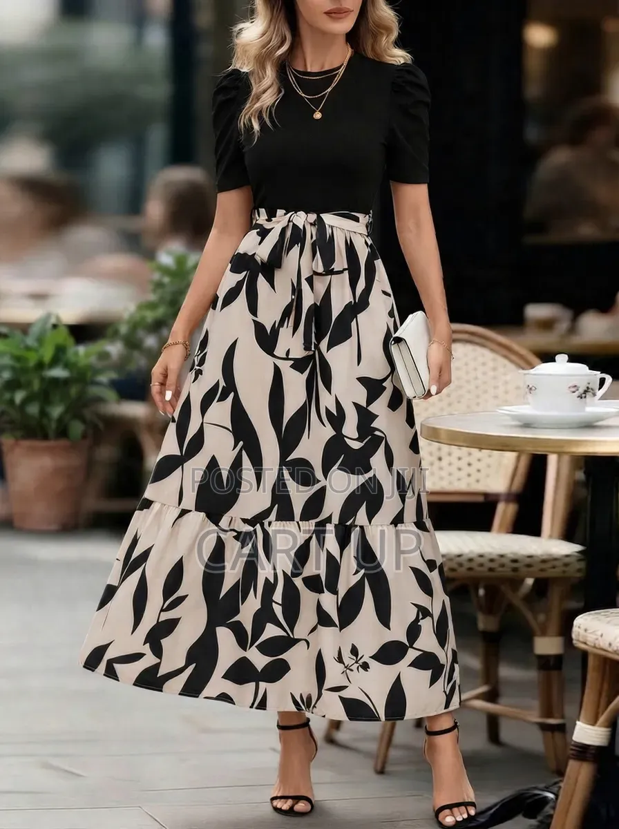 Patchwork Round Neck Maxi Dress