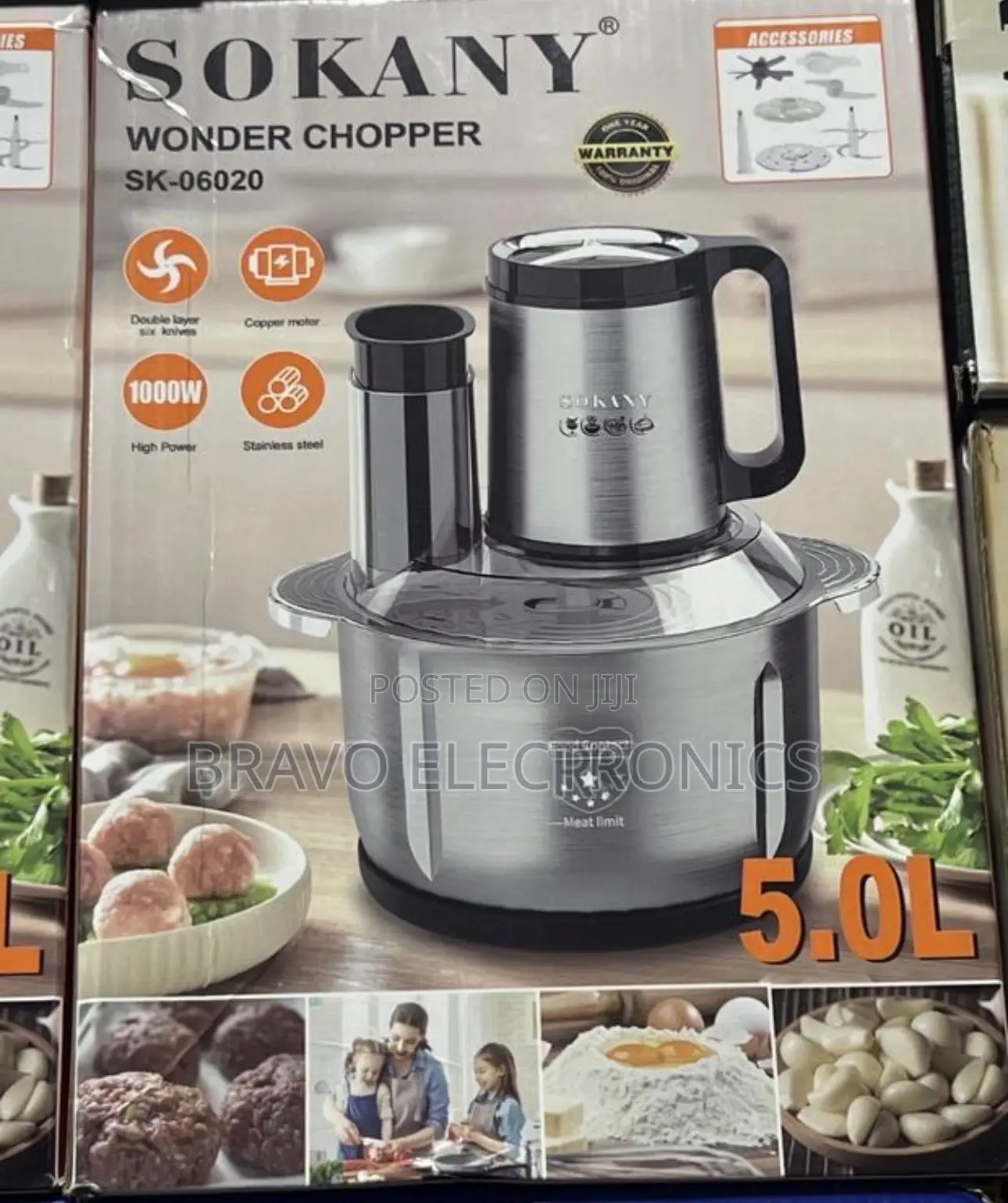 SOKANY Chopper SK-06020 Features a Large 5.0L Capacity and a 1000W
