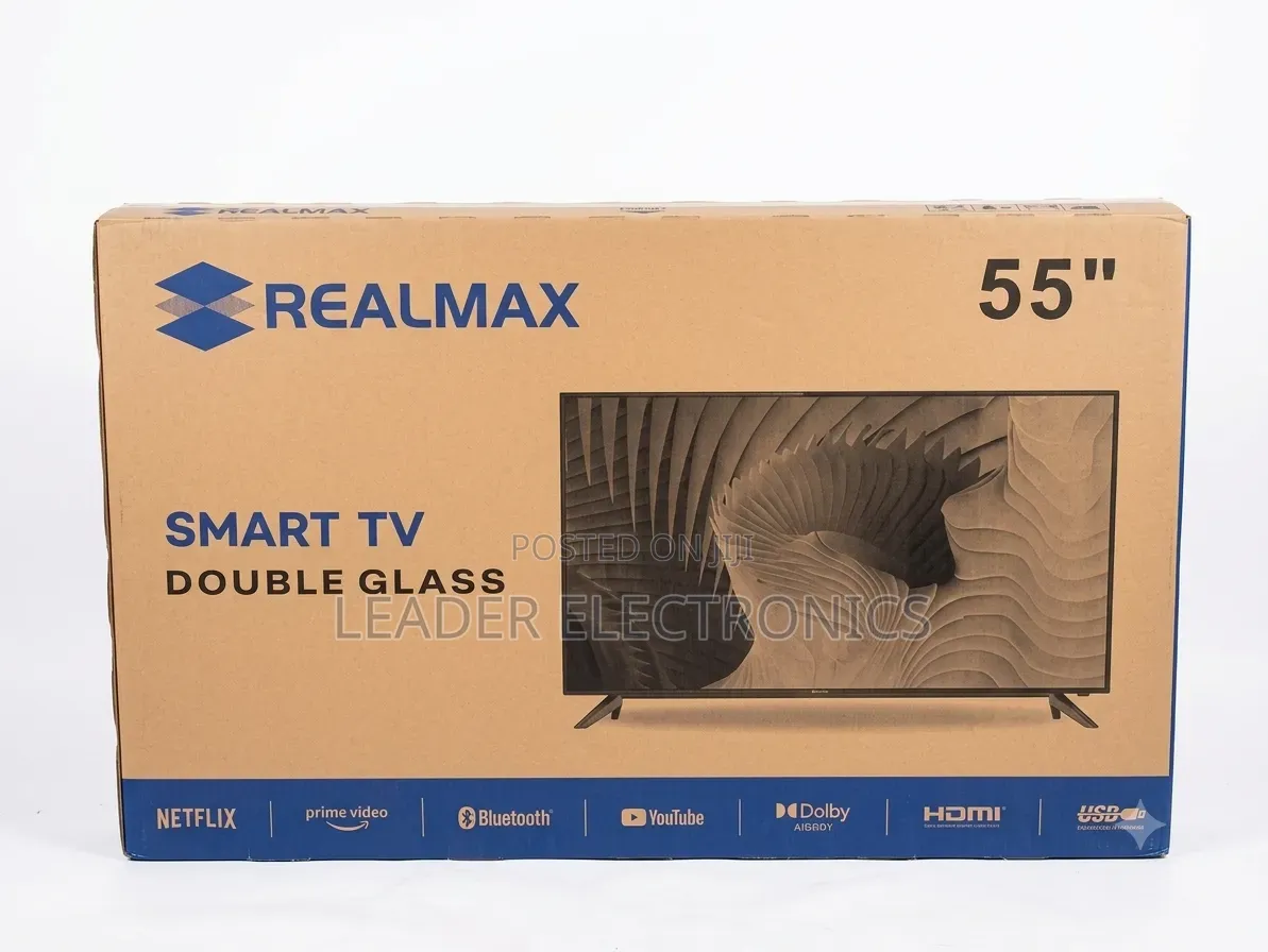 Realmax TV 55" Smart Android TV – Double Glass Design | Big Screen
