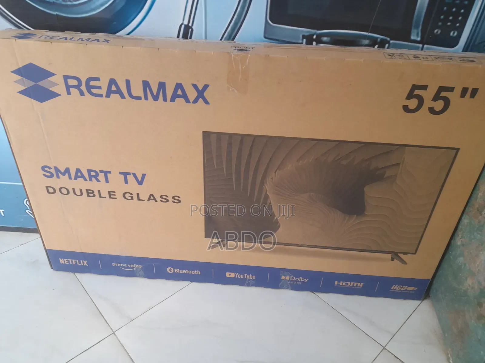Realmax Smart Doubel Gelass TV 55 Inch Andraid 2026 Hifi Speakers