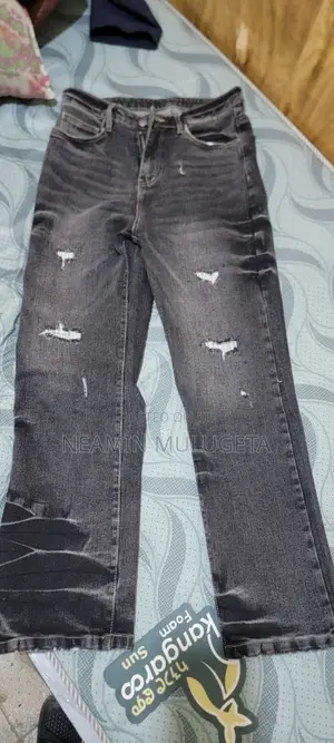 Washed Black/ Charcoal Gray Men's Baggy Jeans