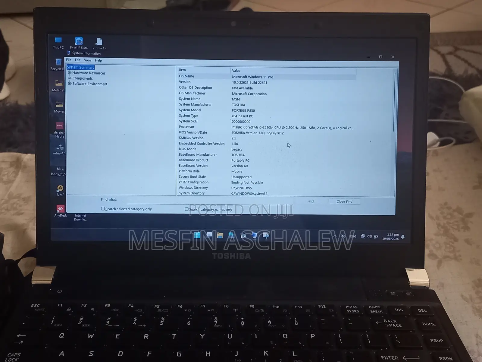 Laptop Toshiba Portege R830 4GB Intel Core i5 HDD 500GB