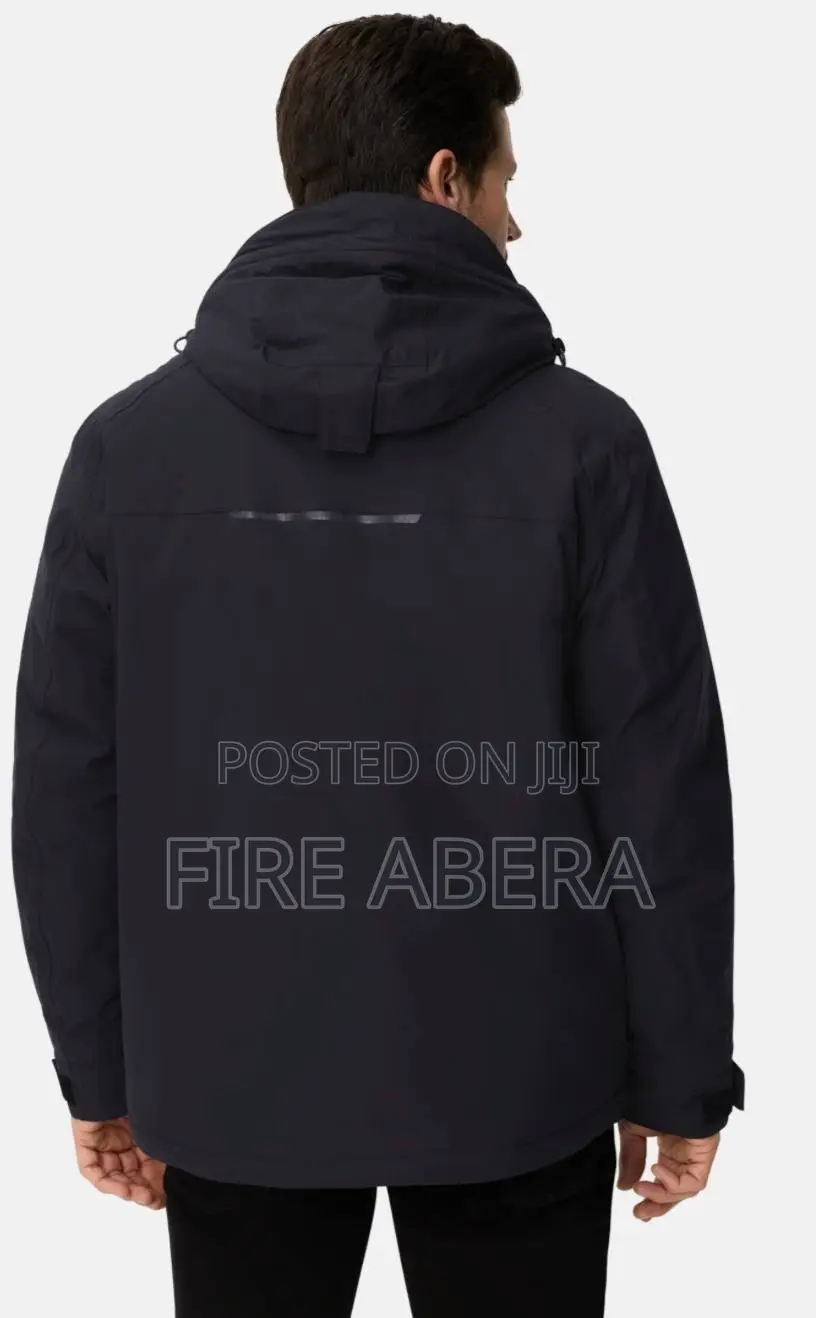 Men's Mid-Length Winter Parka Jacket With a Detachable Hood.