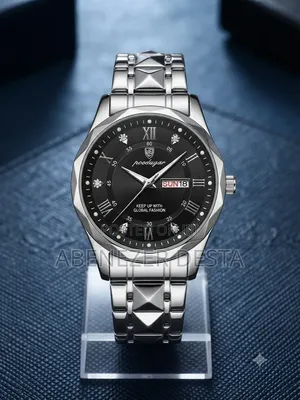 Poedagar 615 Men's Quartz Wristwatch Featuring a Faceted Silver-Tone