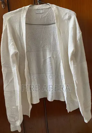 White Open-Front Lightweight Knit Cardigan