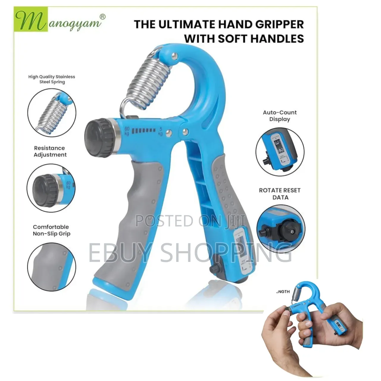 The Rubberized Non-Slip Handles Provide a Firm, Comfortable Hold.