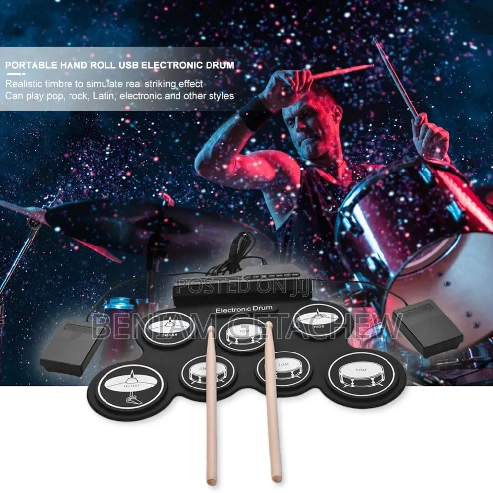Portable Foldable USB Electronic Drum Set With Silicone 9 Pad