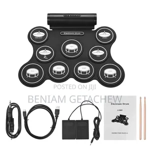 Portable Foldable USB Electronic Drum Set With Silicone 9 Pad