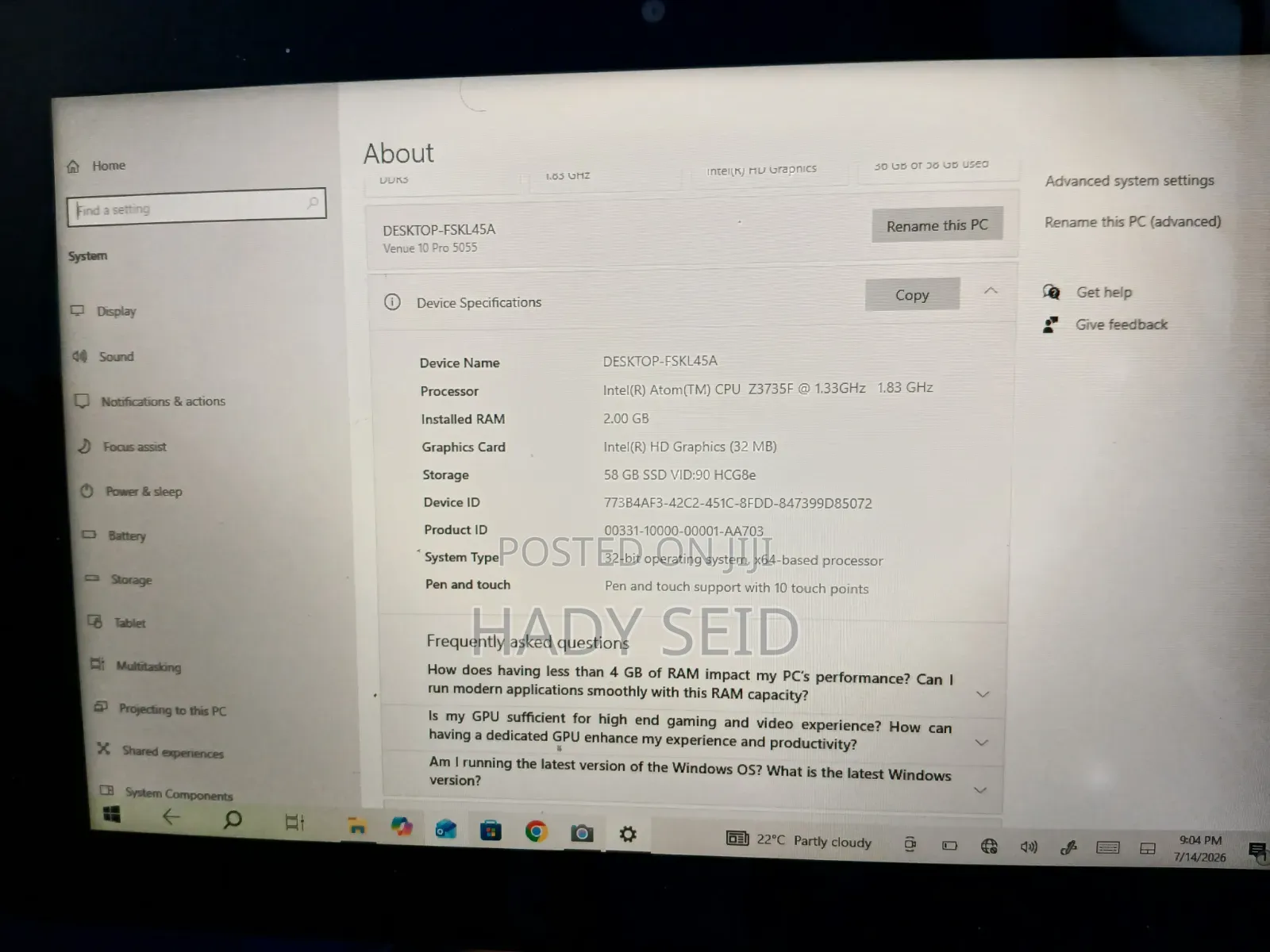 Laptop Dell G5 2GB SSD 128GB