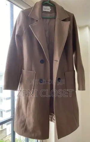 Chouyatou Women’s Elegant Double-Breasted Wool Blend Coat – Brand New