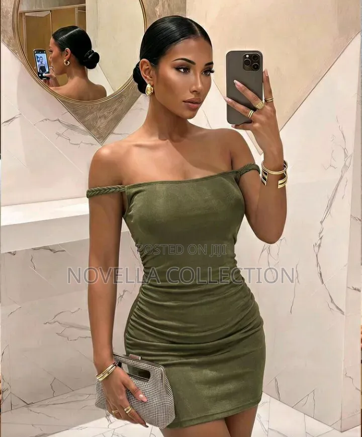 Women's Shimmering Ice Silk Olive Green Mini Dress, Vacation Outfit