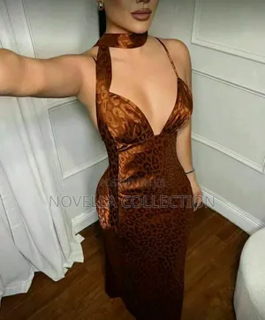 Leopard Print Sleeveless Woven Fabric Long With Spaghetti Straps