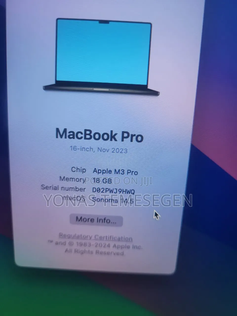 Laptop Apple MacBook Pro 2023 M3 Max 16GB SSD 512GB