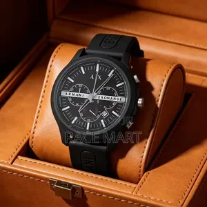 Armani Exchange Chronograph Black Silicone Watch