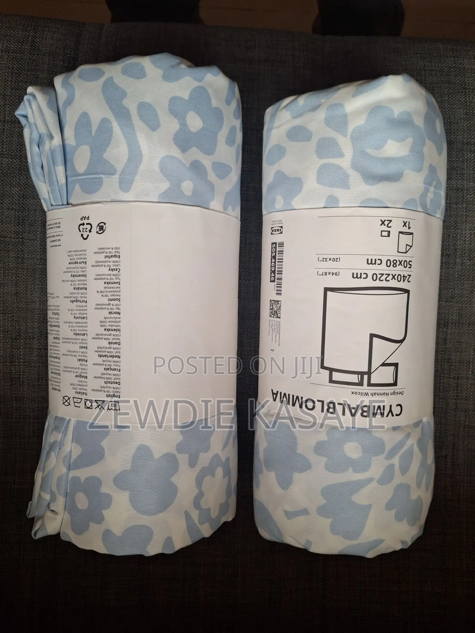 Ikea Cymbalblomma Duvet Cover and 2 Pillowcases, 240x220/50x80 Cm