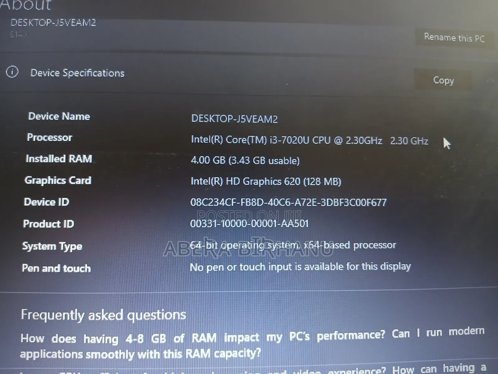 Laptop Lenovo 4GB Intel Core i3 HDD 500GB