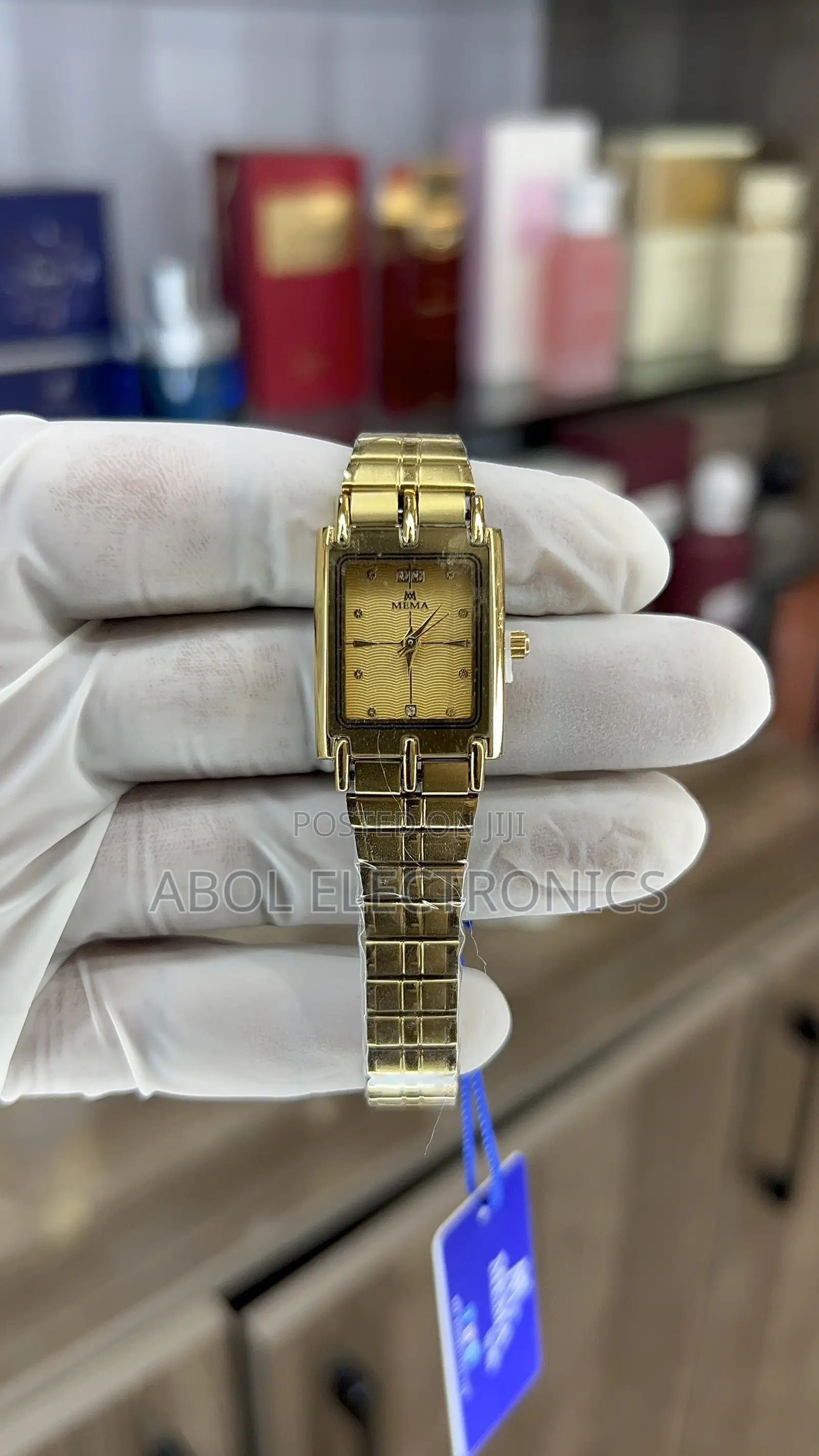 MEMA All-Gold Square Women's Quartz Watch - Champagne Textured Dial