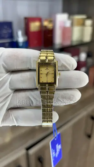 MEMA All-Gold Square Women's Quartz Watch - Champagne Textured Dial