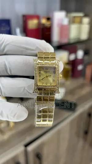 Hermès Gold Heure H Style Women's Watch - Diamond Bezel
