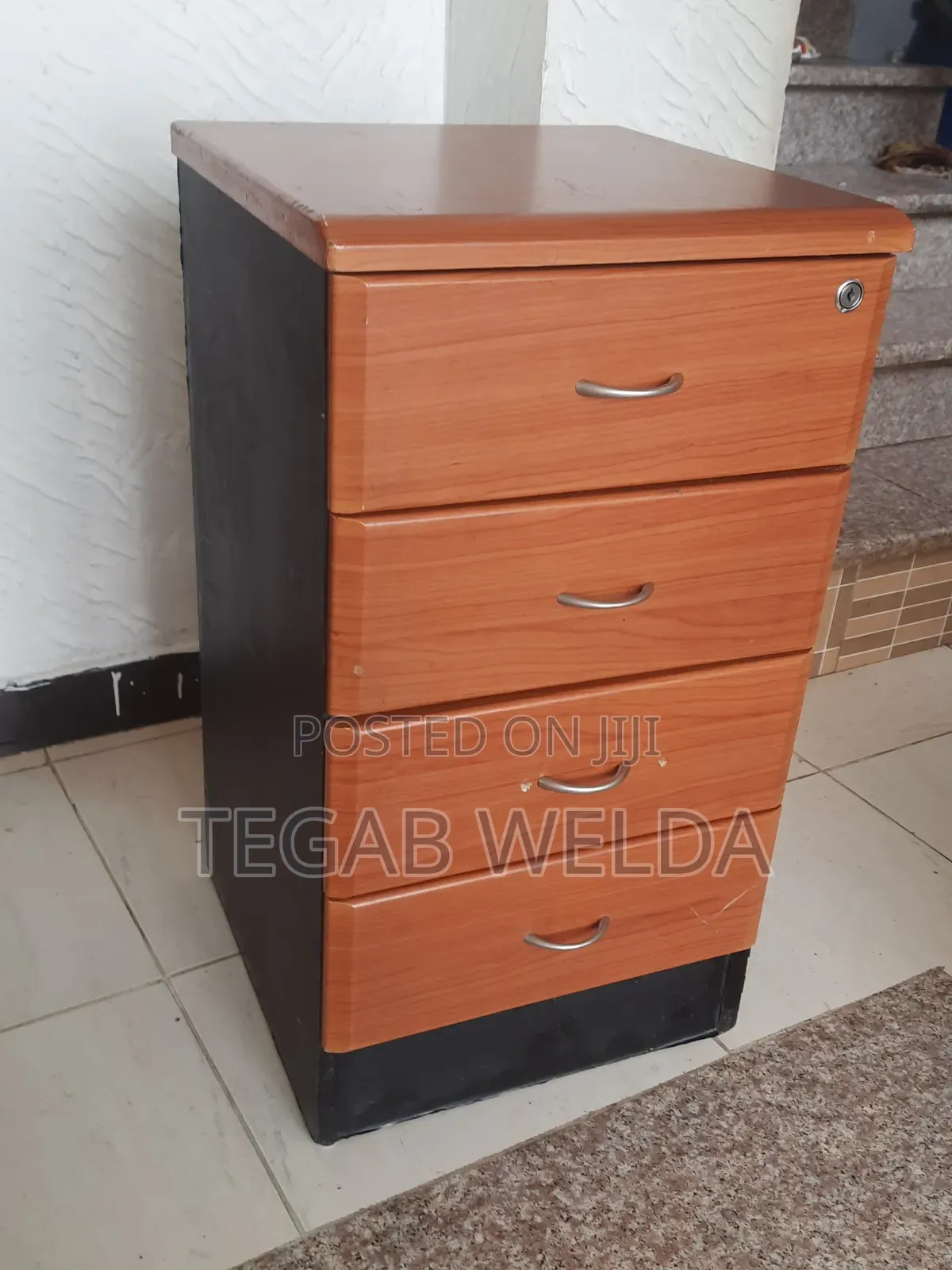 Office Table With 4-Drawer Filing Cabinet