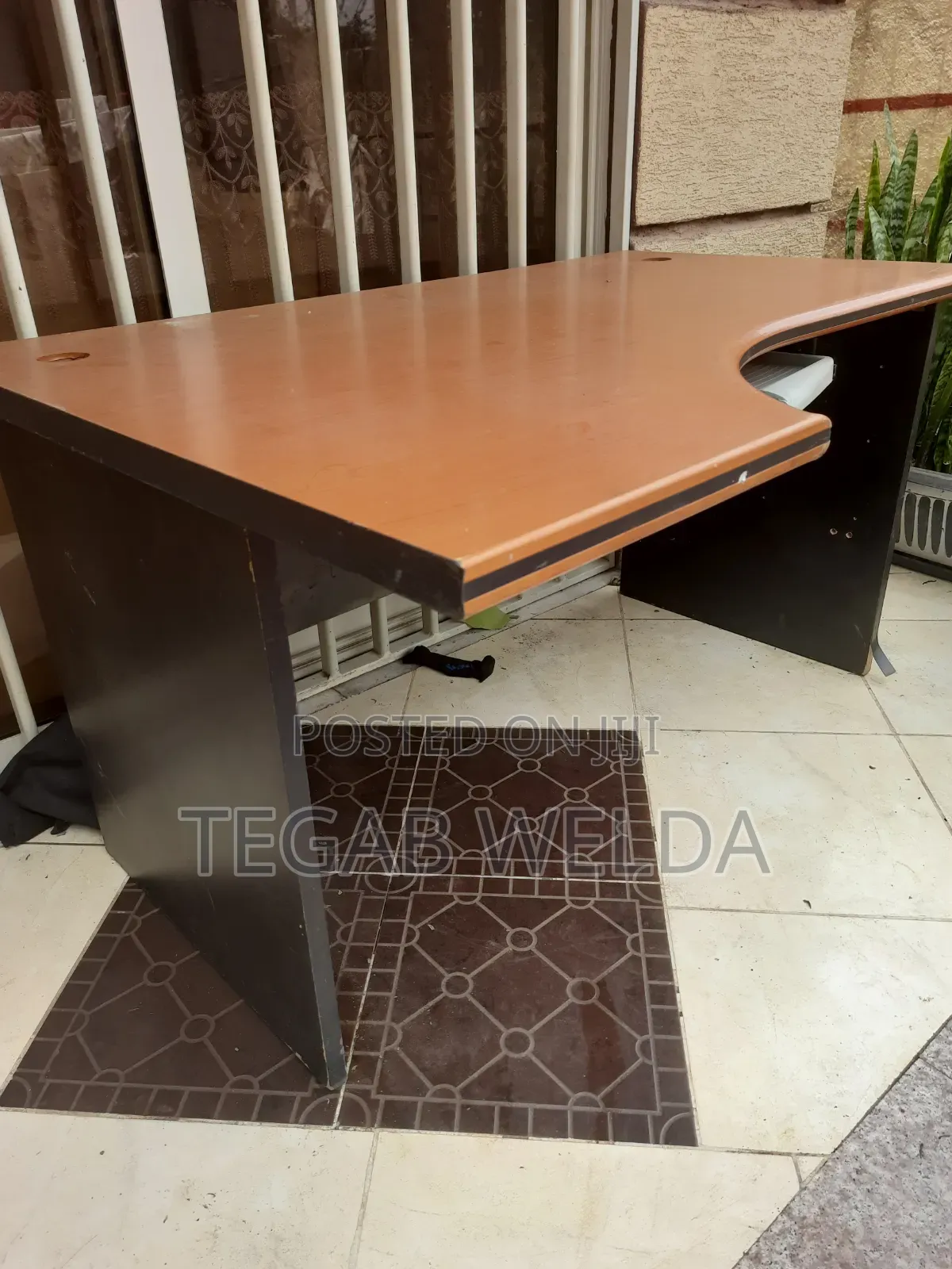 Office Table With 4-Drawer Filing Cabinet