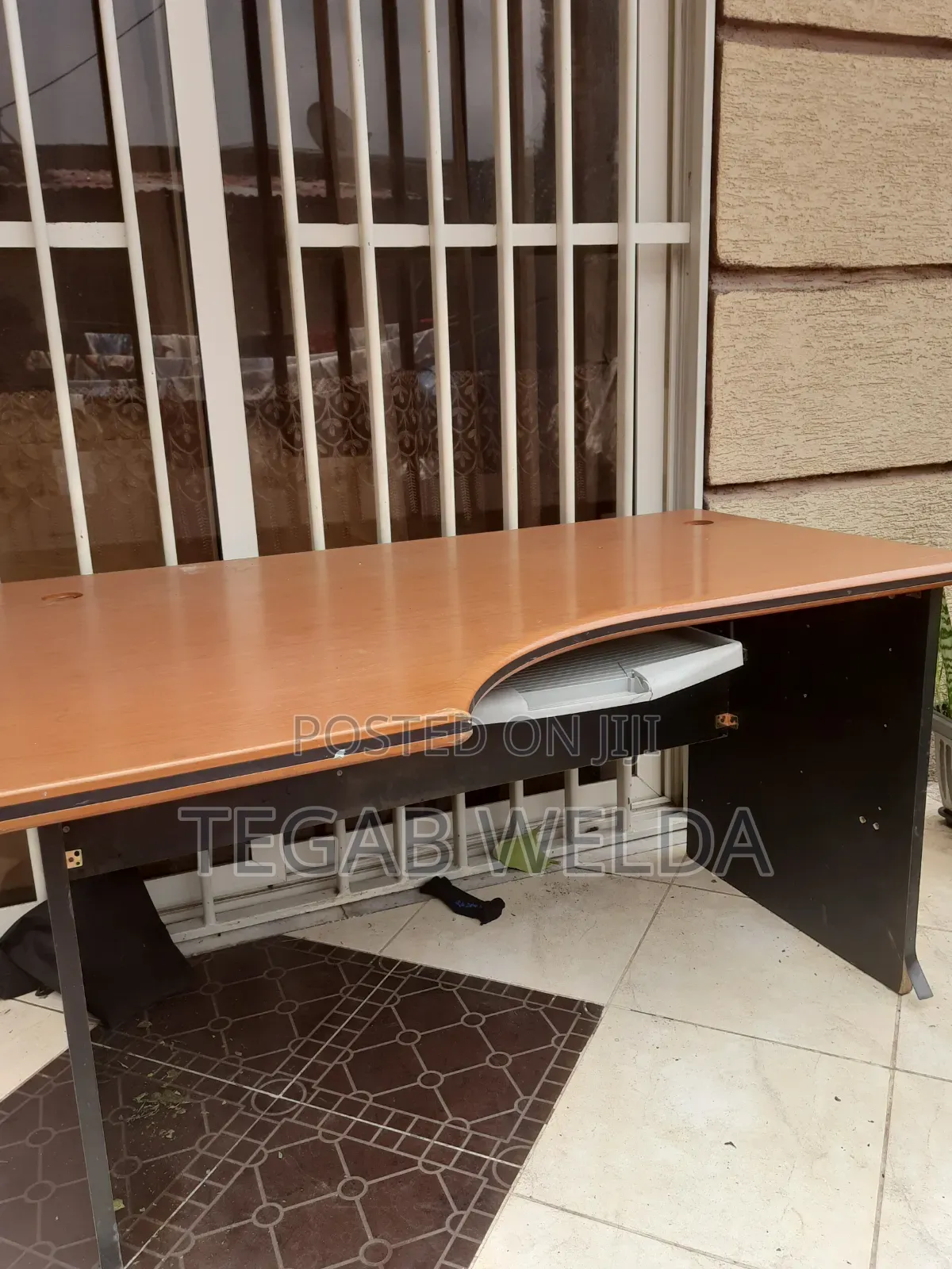 Office Table With 4-Drawer Filing Cabinet