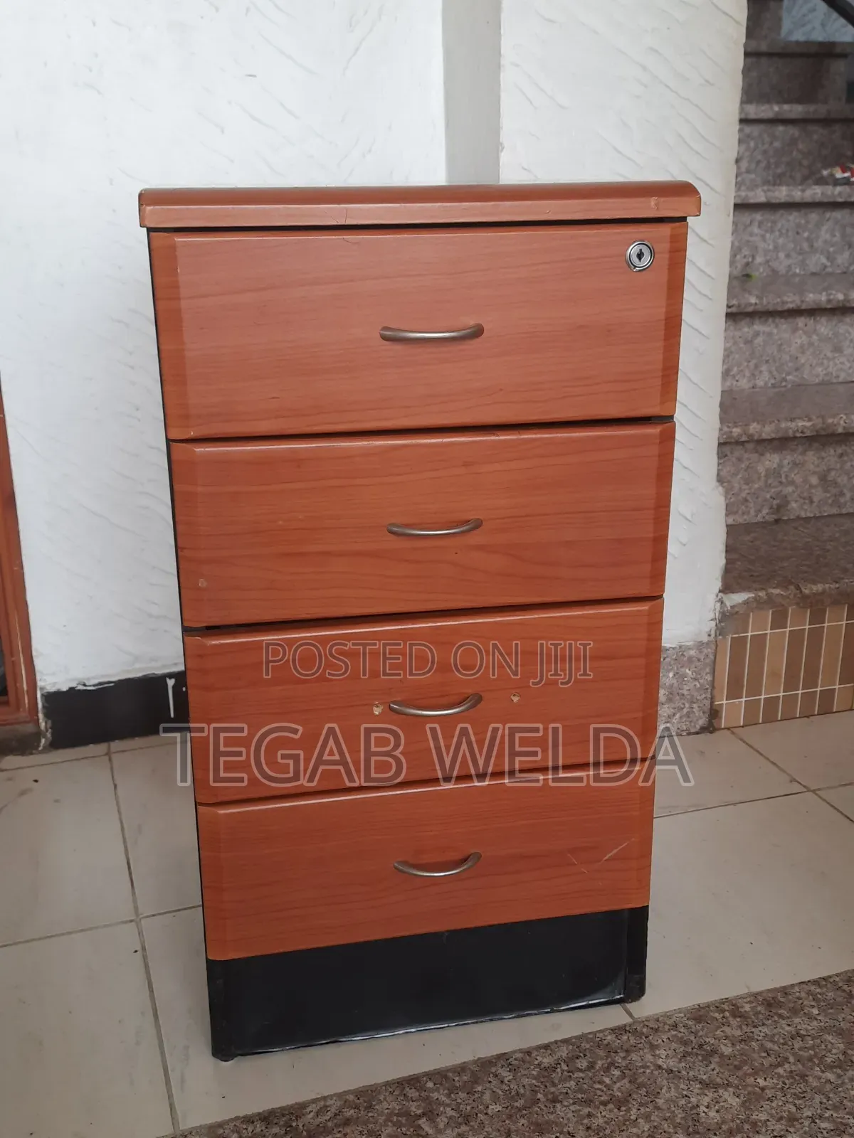 Office Table With 4-Drawer Filing Cabinet