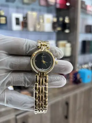 Rado Gold Women's Quartz Watch - Black Dial Diamond Accents