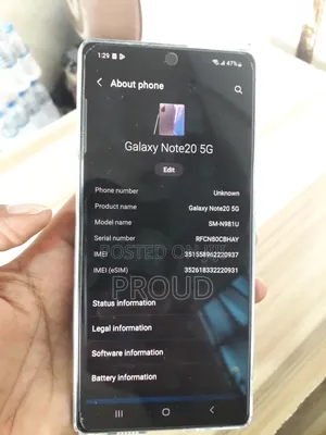 New Samsung Galaxy Note 20 5G 256 GB Silver