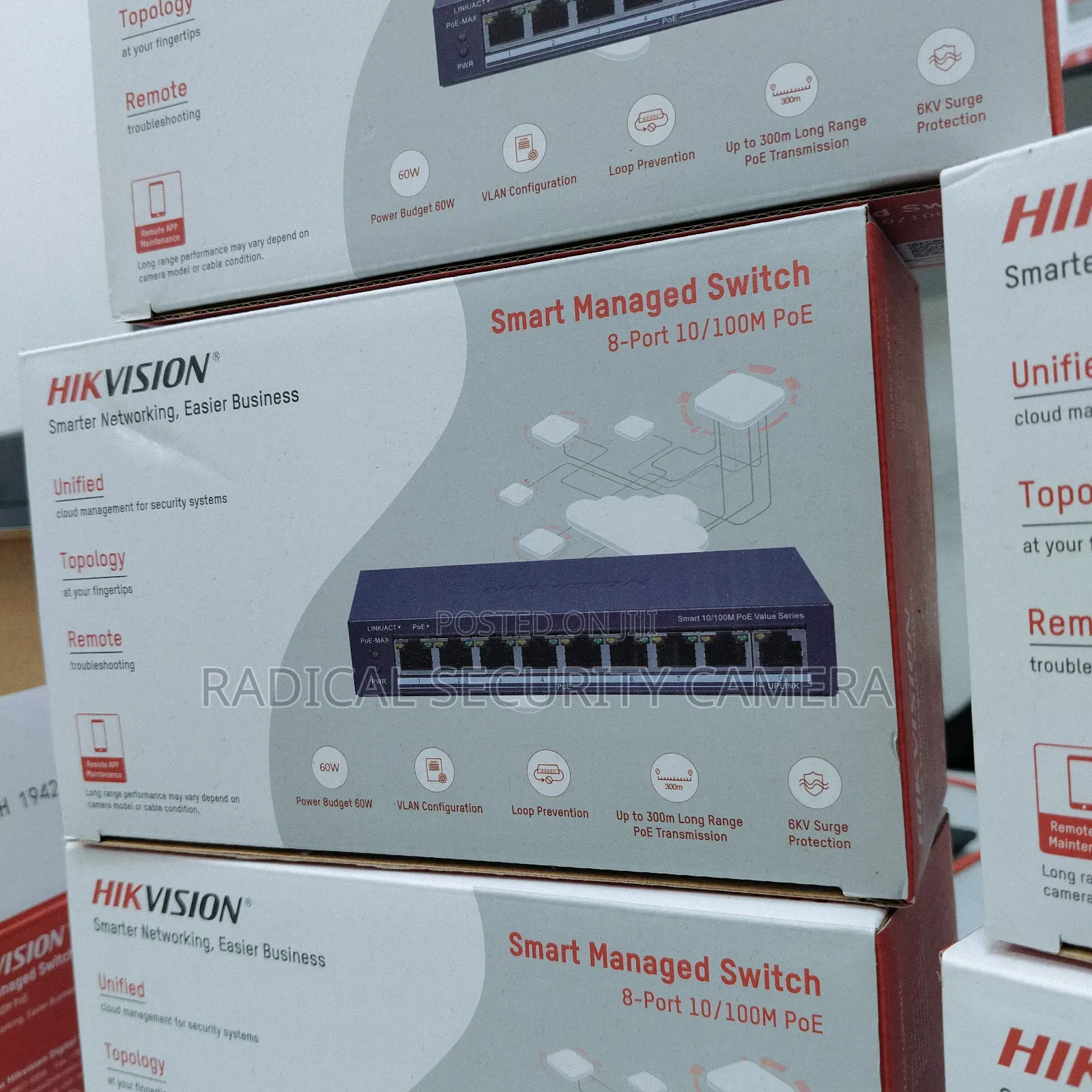 8 Port PoE Switch 60W Smart Managed 10/100Mbps CCTV Network Switch