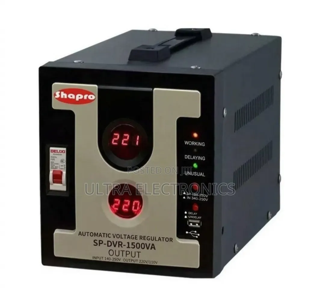 Shapro SP-DVR-1500VA Automatic Voltage Regulator Stabilizes Fluctuatin