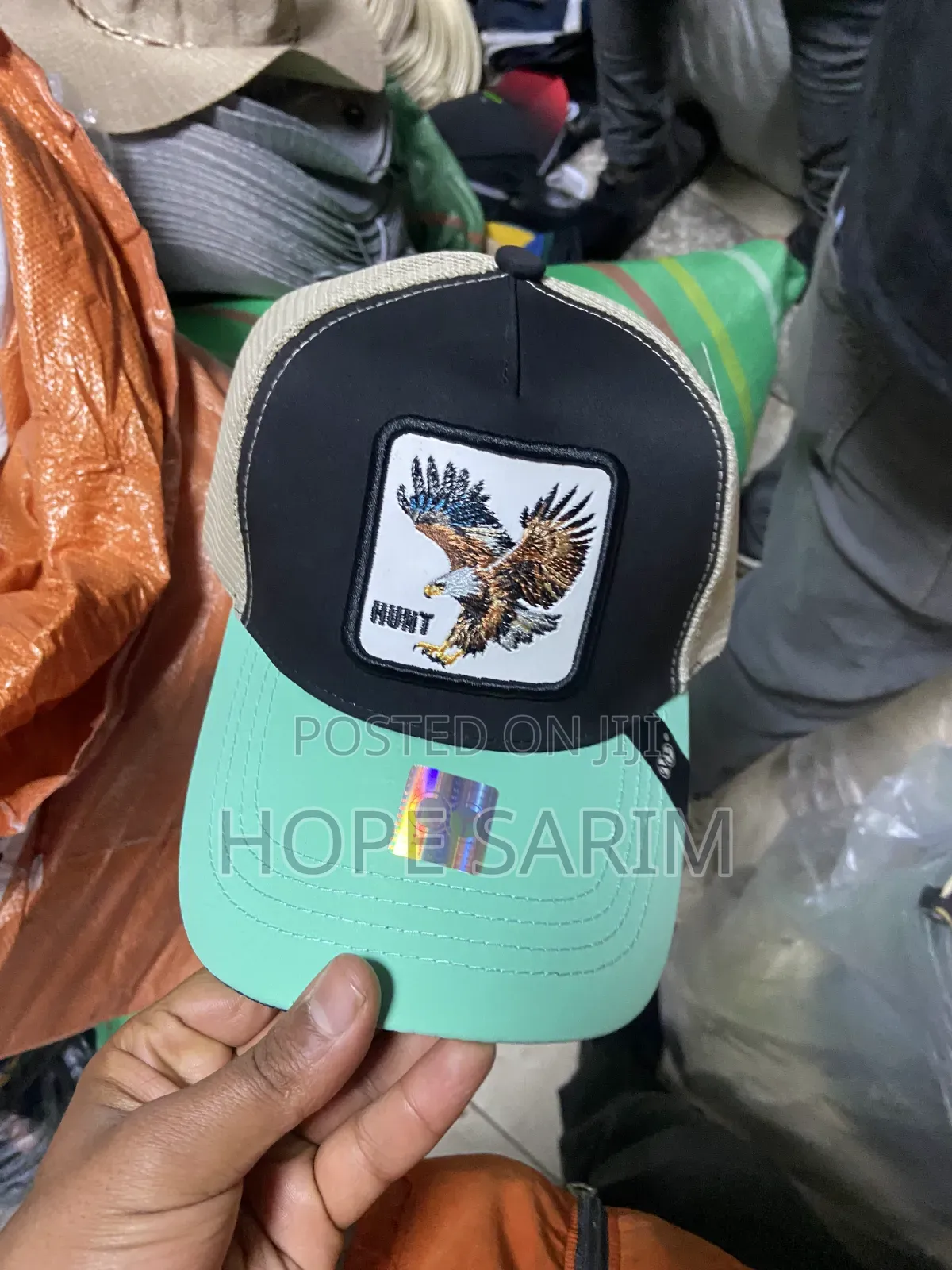 Eagle Patch Mint Green Black Cap