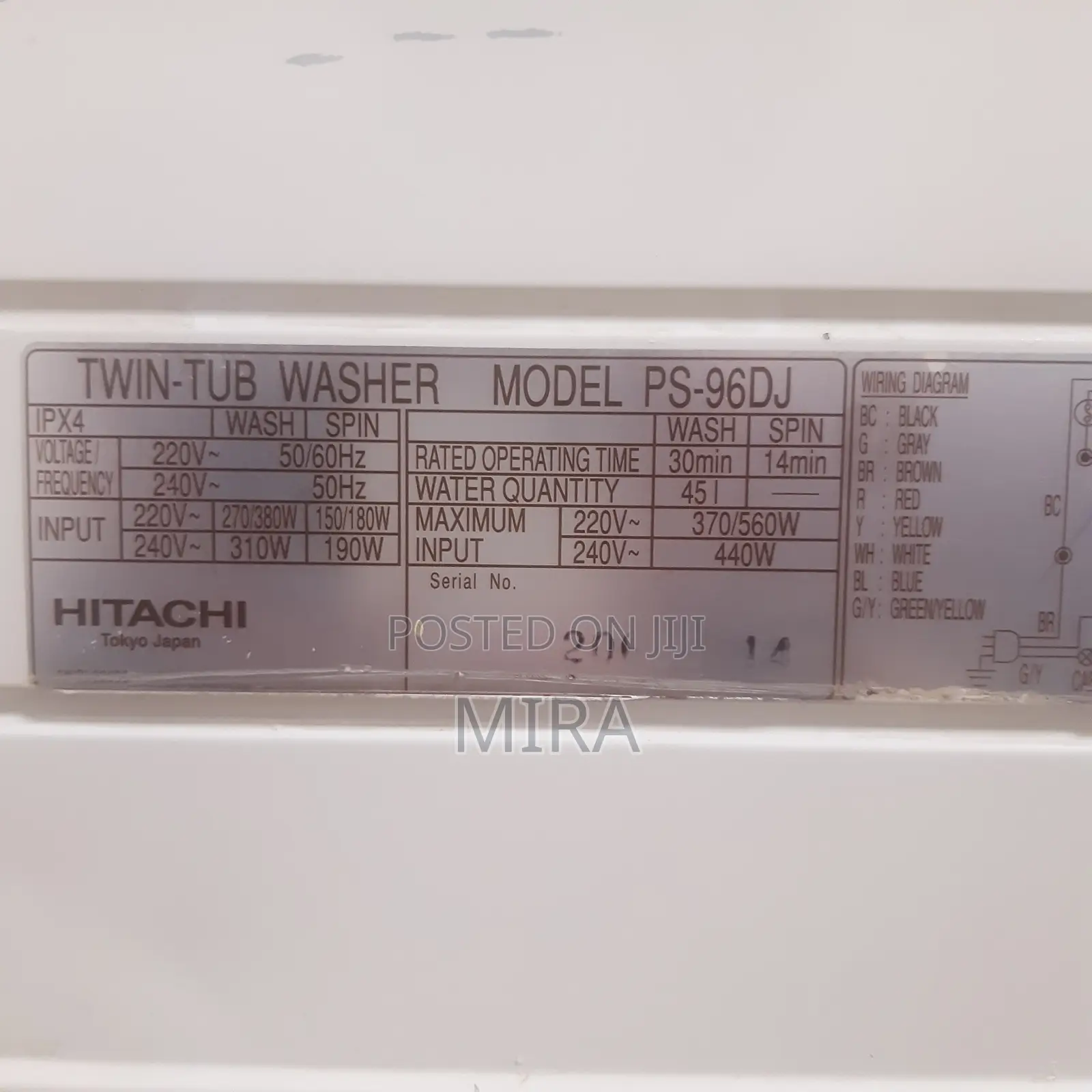 Hitachi Manual Washing Machine