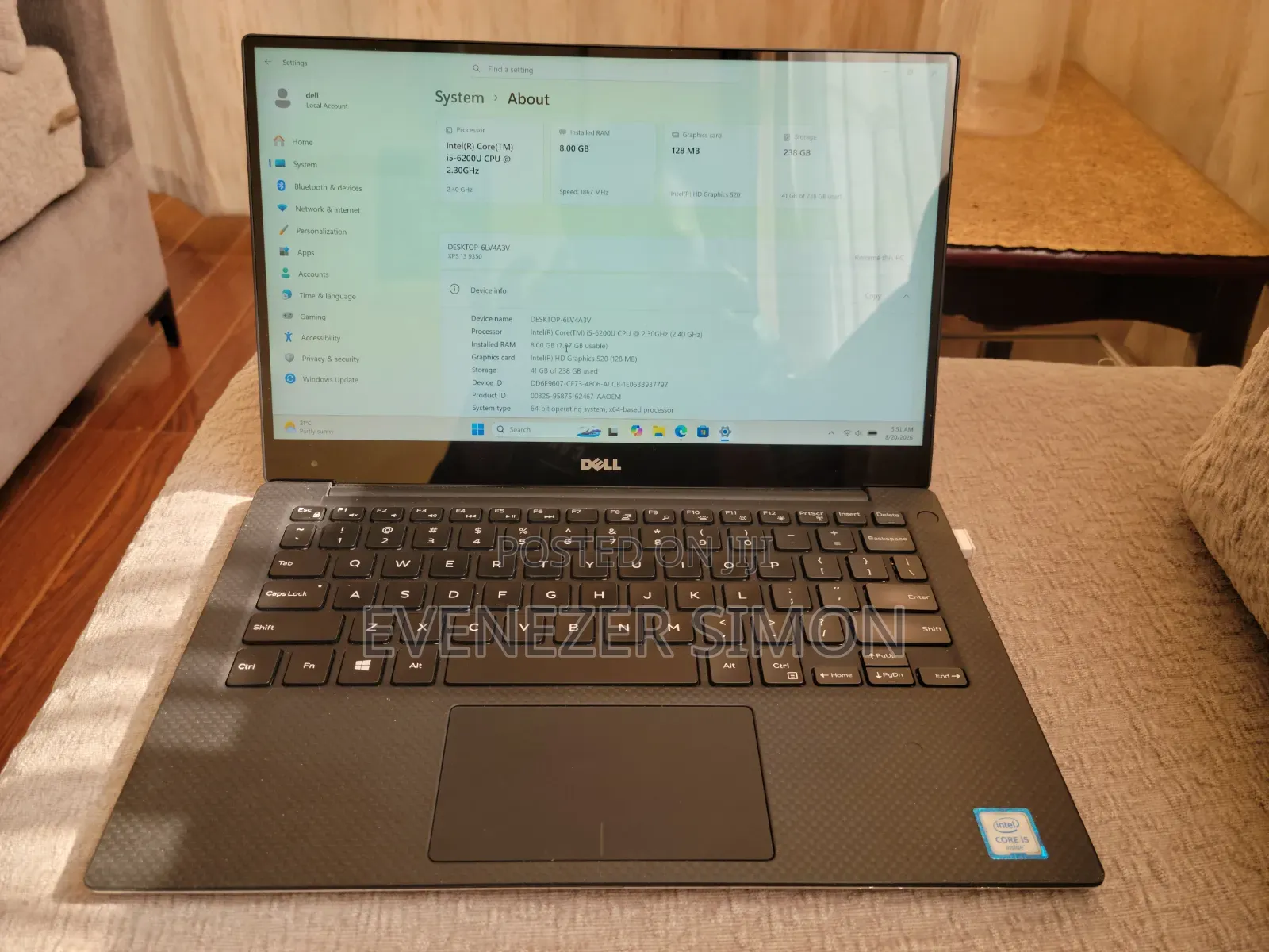 Laptop Dell XPS 13 (9350) 8GB Intel Core i5 SSD 256GB