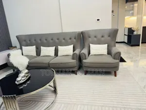 Modern Grey Wingback Sofa Armchair Set