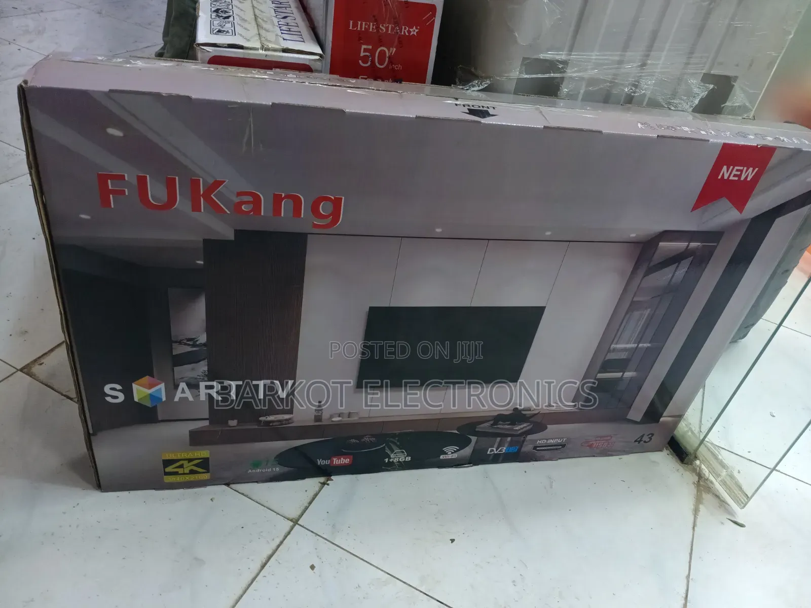FUKang Smart TV 43 Inch Andraid Doubel Gelass Secrine 2026 Hifi