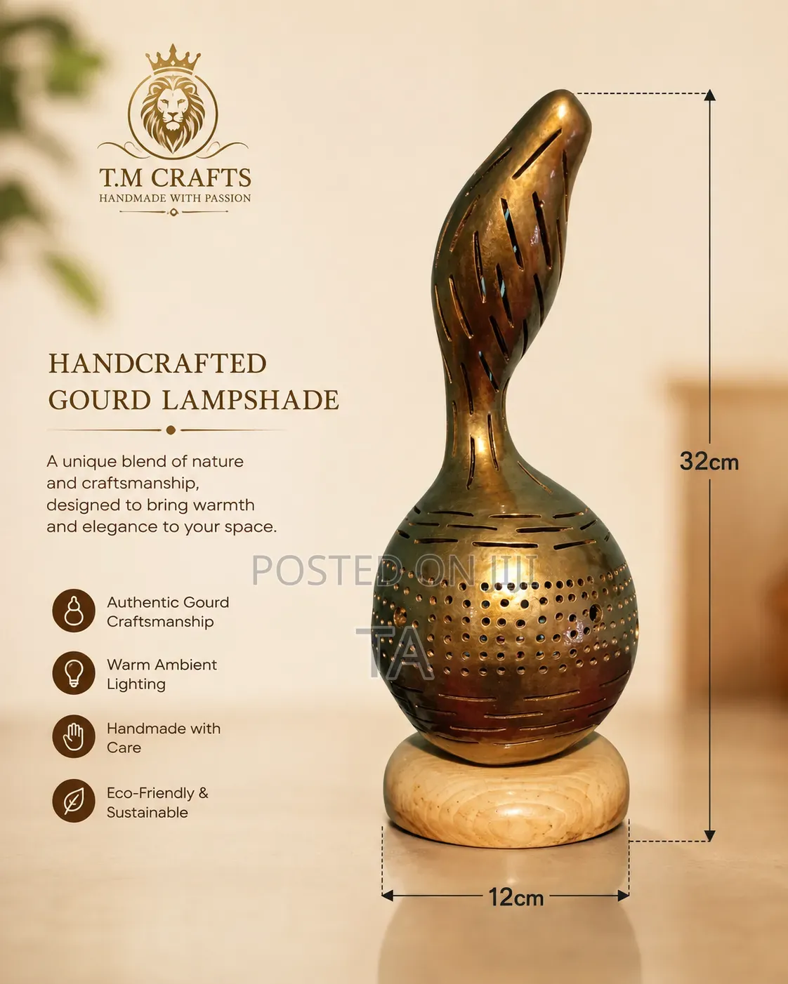 Handcrafted Gourd Lampshade