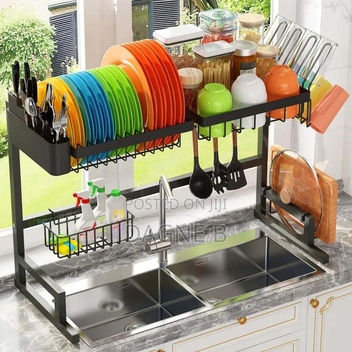 Dish Rack Big Size Multipurpose Over Sink የእቃ ማድረቂያ እና መደርደሪያ