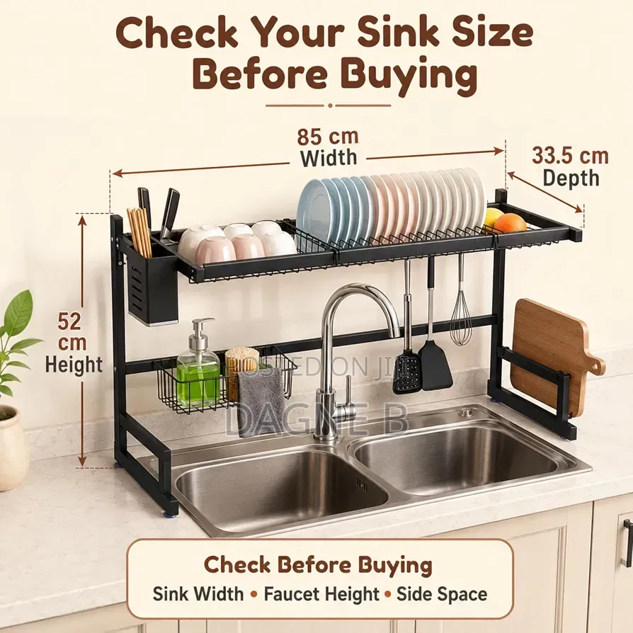 Dish Rack Big Size Multipurpose Over Sink የእቃ ማድረቂያ እና መደርደሪያ