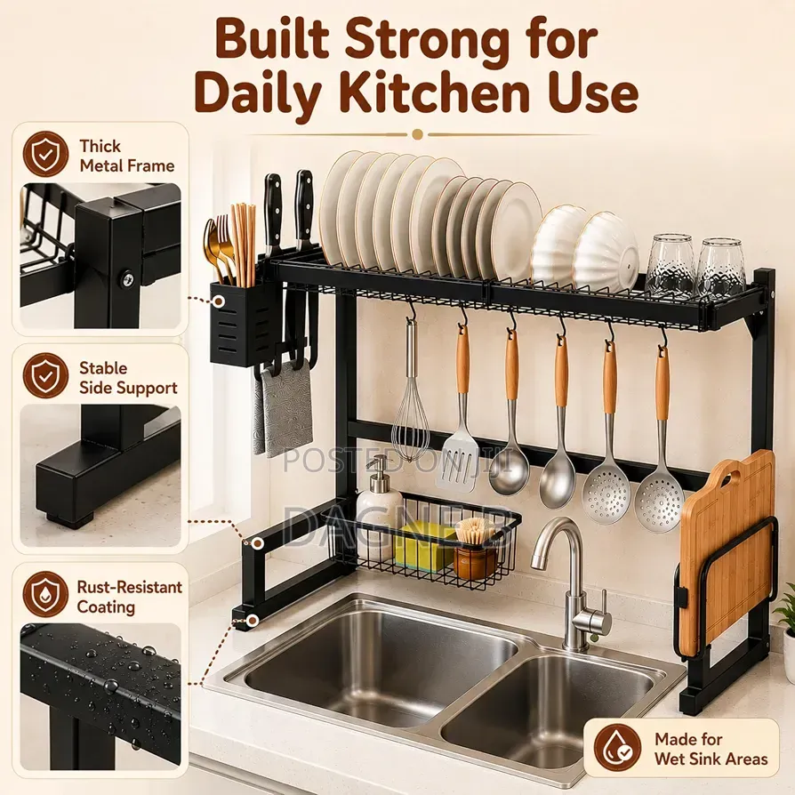 Dish Rack Big Size Multipurpose Over Sink የእቃ ማድረቂያ እና መደርደሪያ