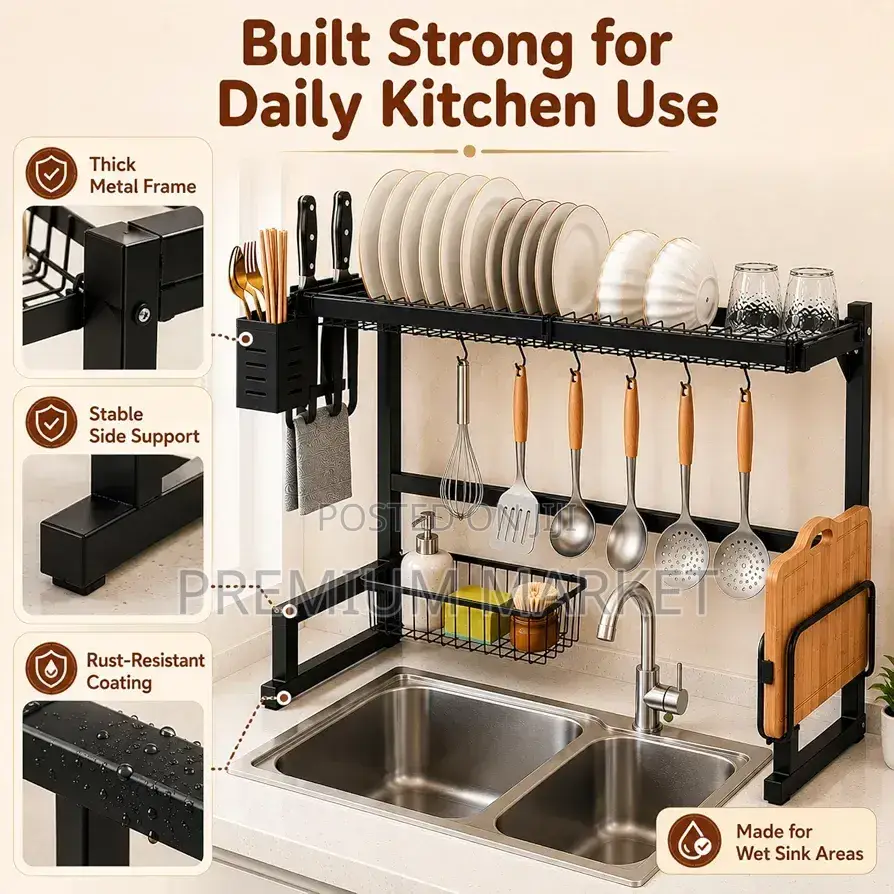 Dish Rack Big Size Multipurpose Over Sink የእቃ ማድረቂያ እና መደርደሪያ