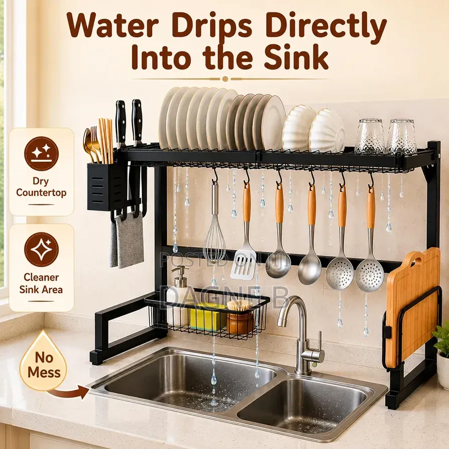 Dish Rack Big Size Multipurpose Over Sink የእቃ ማድረቂያ እና መደርደሪያ