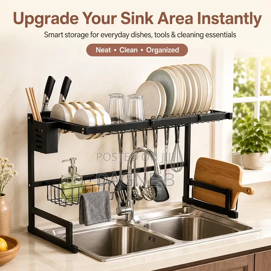 Dish Rack Big Size Multipurpose Over Sink የእቃ ማድረቂያ እና መደርደሪያ
