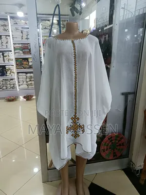 Habesha Cultural Kaftan Dress With Ethiopian Embroidery
